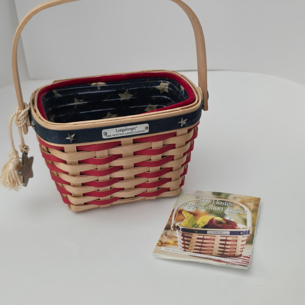 Longaberger 2001 Hostess Appreciation Basket Red White Blue Patriotic Star Liner